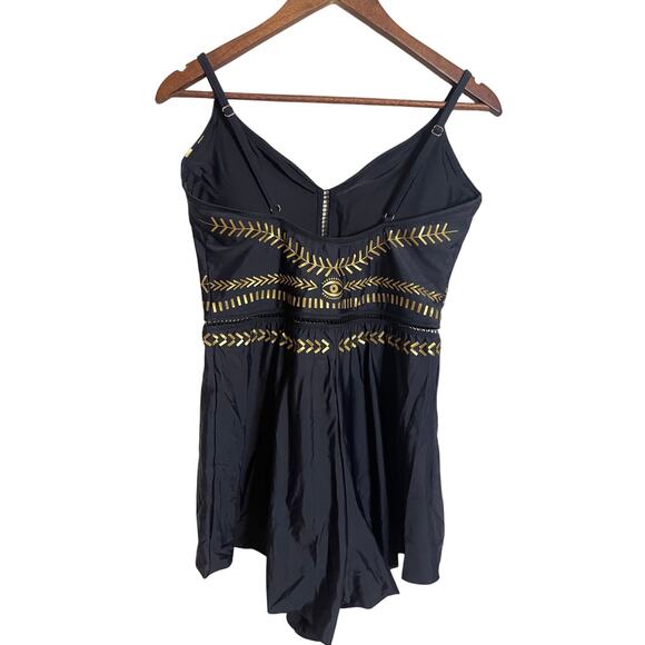Biliblond Onepiece Overall Swim in Black Gold Womans XL NWT - Picture 3 of 13